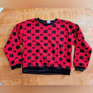 Disney Buffalo Check/Plaid Black Red Soft Sweater Size Medium